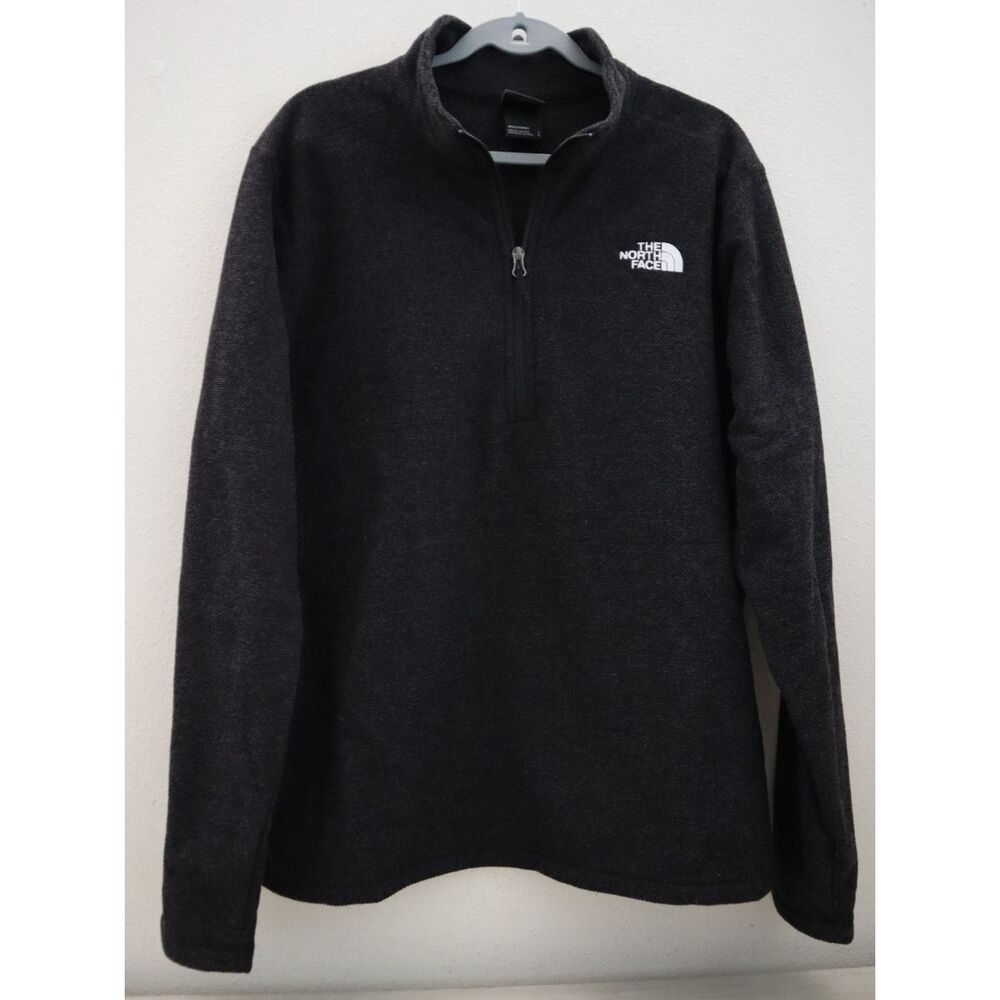 The North Face Men's Sz Large Black Jacquard Fleece Cap Rock 1/4-Zip Pullover
